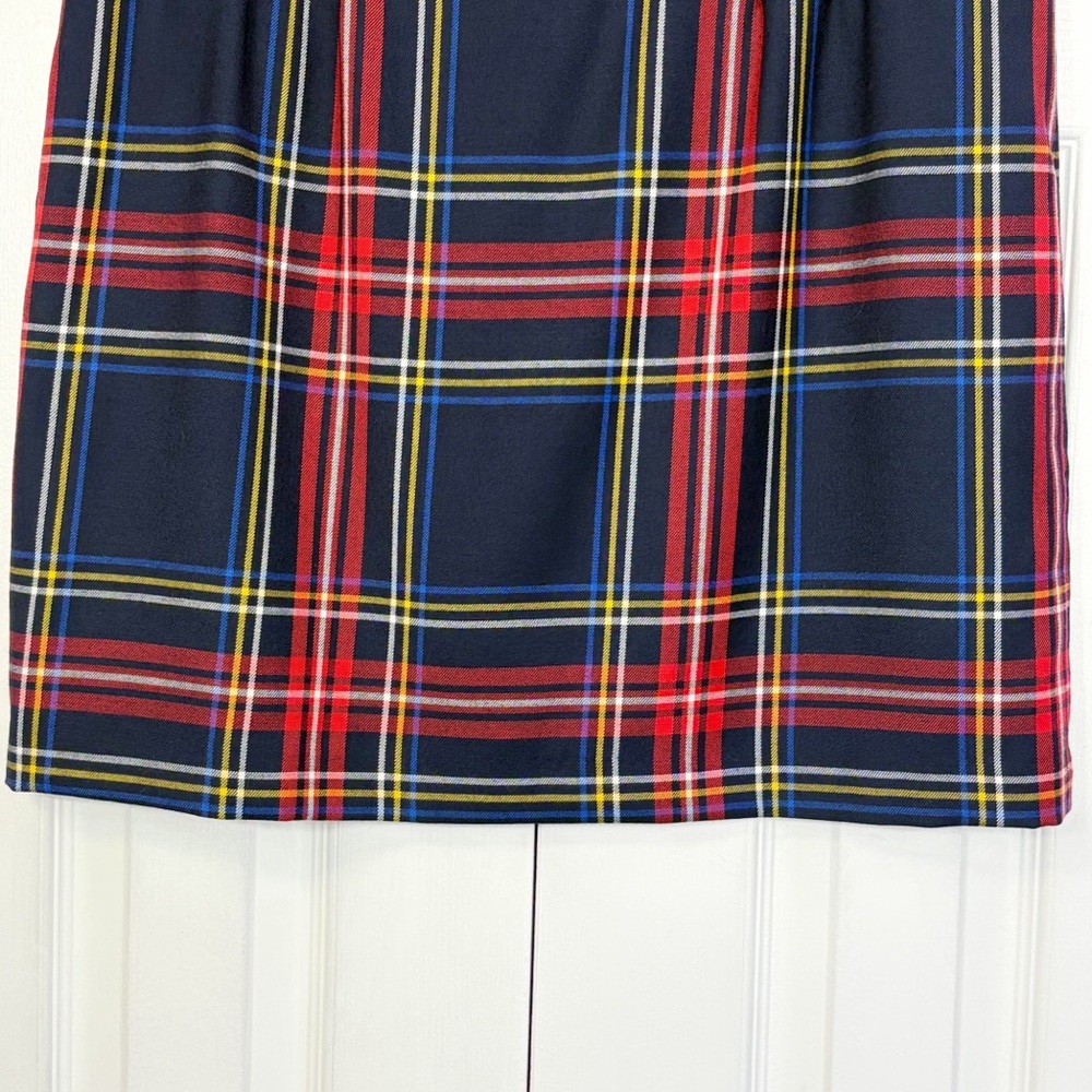 Talbots Preppy Navy Blue & Red Multi Plaid Tartan Wool Mini Skirt 12P - Picture 15 of 15